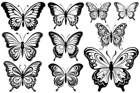 10 X B W Butterfly Clipart Bundle Graphic By Illustrately · Creative Fabrica