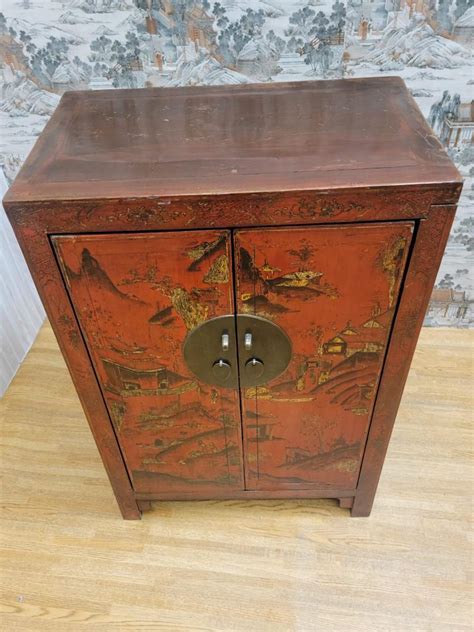 Antique Shanxi Province Red Lacquer Chinoiserie Cabinet For Sale At Stdibs