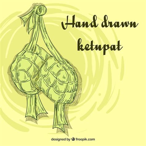 Free Vector Traditional Hand Drawn Ketupat Composition