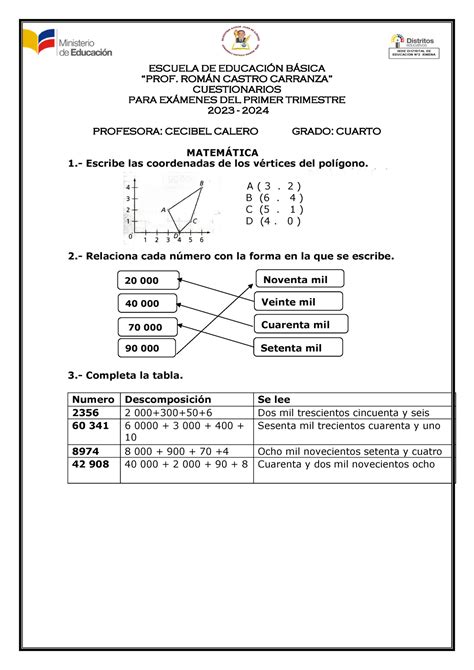 Cuestionarios Del Er Parcial To Escuela De Educacin Bsica Prof