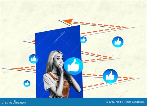 Composite Photo Collage Of Blonde Girl Blow Air Balloon Imitation Thumb Up Reaction Blogging