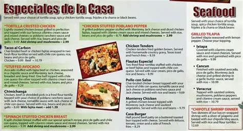 Menu at Casa Ole restaurant, Houston, Hwy 6 N