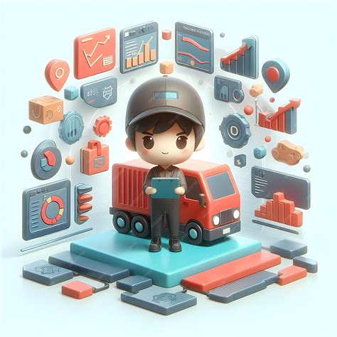 Premium Photo | 3D flat cute chibi icon for Logistics Data Analytics