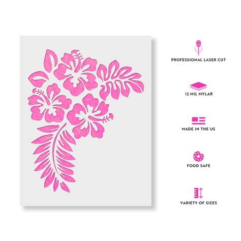 Hibiscus Flower Stencil, Large and small size Hibiscus stencils