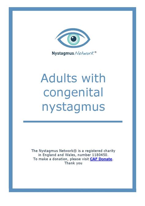 Adults With Congenital Nystagmus Booklet Nystagmusnetwork