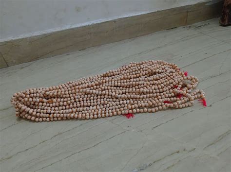 White Tulasi Prayer Mala Krishna Japa Mala Basil Wood Bead Mala 20g