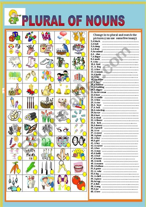 Plural Of Noun Esl Worksheet By Jhansi