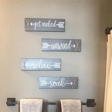 Funny Bathroom Wall Decor Get Naked Farmhouse Bathroom Signs Etsy