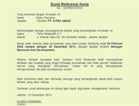 Contoh Surat Referensi Kerja Berbagai Jenis Terlengkap The Best