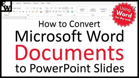 How To Convert Microsoft Word Documents To Powerpoint Slides Using Word For The Web Youtube