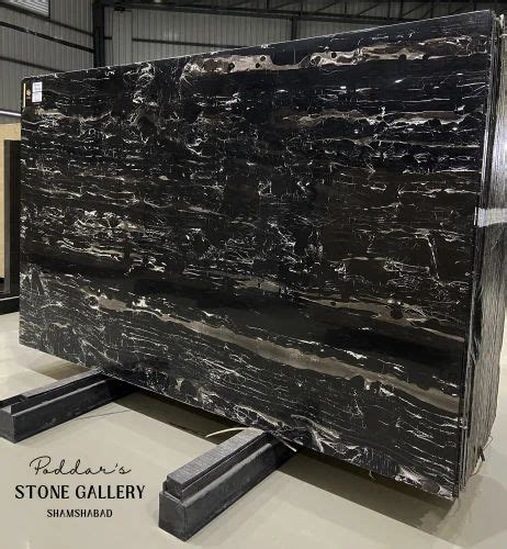 Black Silver Portoro Italian Marble For Wall Claddings Thickness 18