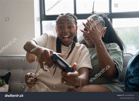 Lesbian Couple Playing Video Games While Stock Photo Shutterstock
