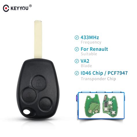 Keyyou controle remoto chave do carro 3 botão 433mhz pcf7947 chip para