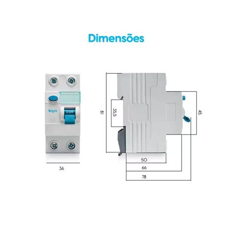 Disjuntor IDR DR Elgin 40a 30ma Bipolar 2 Polos Central Eletro