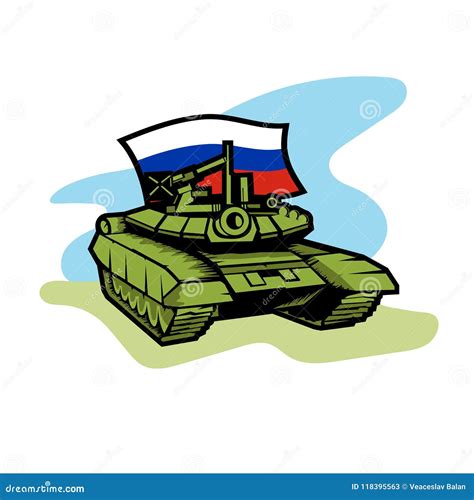 Ejemplo De Un Tanque Ruso Con La Bandera Ilustraci N Del Vector