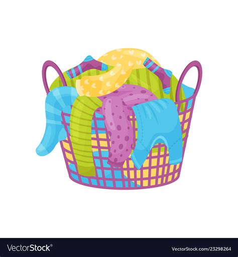 Purple Basket With Handles Full Of Dirty Laundry Vector Image