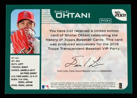 Shohei Ohtani Topps Transcendent Ohtani Vip Party Through The