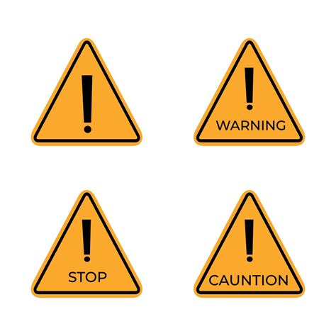 Triangular Warning Symbols With Exclamation Mark Vector Illustration