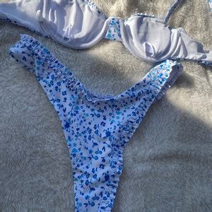 Blue Floral Y K Bikini Blue Cheeky Floral Bikini Set Boho Etsy