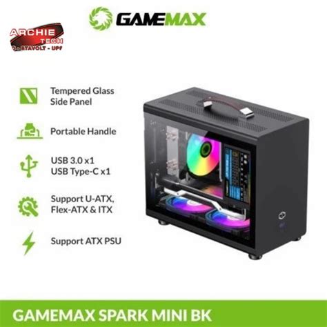 Jual Case Gamemax Spark Mini Black ITX MATX PC Casing Computer Kota