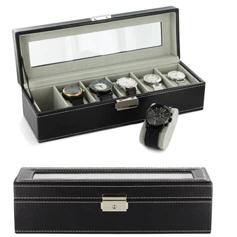 Boite Coffret De Rangement Montres Pour 6 Montres Simili Cuir