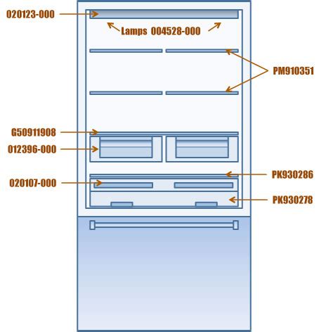 Viking Refrigerator Interior Shelves, Drawers, Deli-Lid, and Bulbs