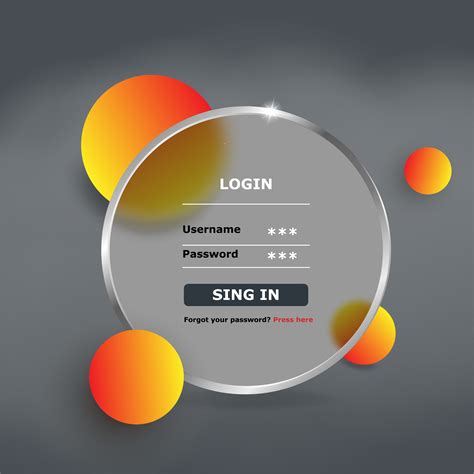 Vector Glassmorphism Concept Login Page With Frosted Glass Mobile App Login And Registration