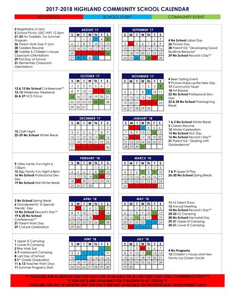 Events Calendar | Highland Community School