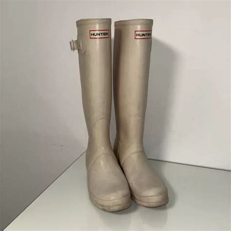 HUNTER WELLIES NUDE Pale Peach Pink Beige Size UK Wellington Boots PicClick UK