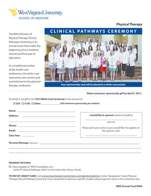 Fillable Online Medicine Hsc Wvu View Sponsorship Form WVU School Of