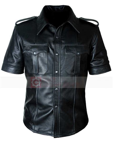 Gay Black Leather Shirt | Gay Sleeveless Leather Shirt