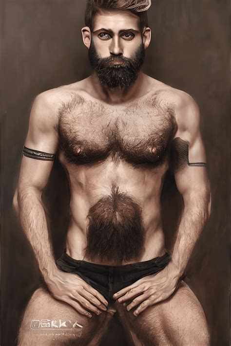 Stunning 8k Hyper Detailed Bearded Gay Man With Hairy Chest Masculine