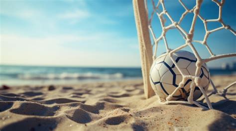 Premium Photo Beach Soccer Goal And Ball On Sunny Seaside Sands