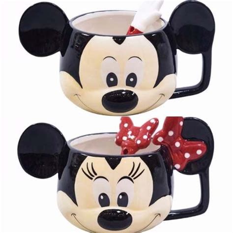 Kit De Canecas Porcelana Rosto Mickey E Minnie Oficial R Em