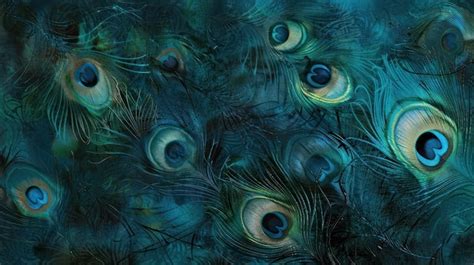 Elegant Peacock Feathers In Shades Of Blue And Green Wallpaper