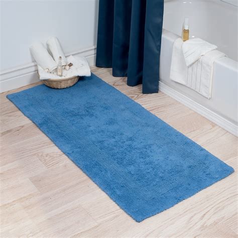 Hastings Home Bathroom Mats 60 In X 24 In Blue Cotton Bath Mat In The