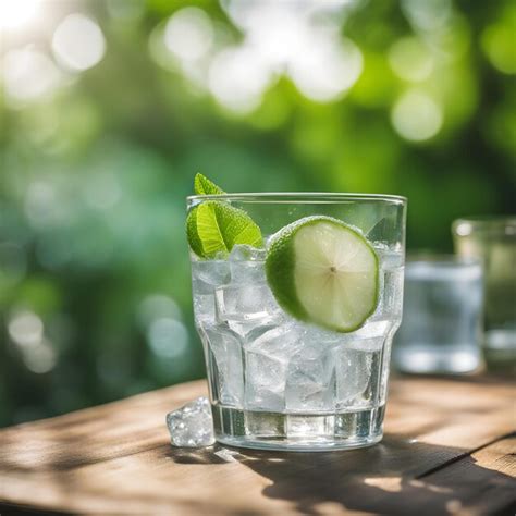 Premium Photo A Glass Of Ice Water With A Slice Of Lime And A Slice