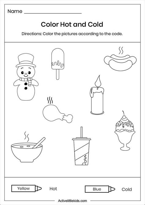 Hot And Cold Coloring Worksheet Preschool Activities Printable Free Preschool Worksheets