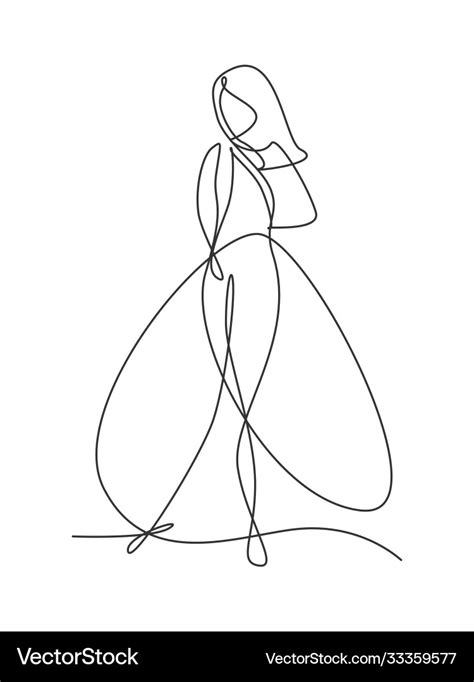 One Continuous Line Drawing Beauty Woman Feminine Vector Image