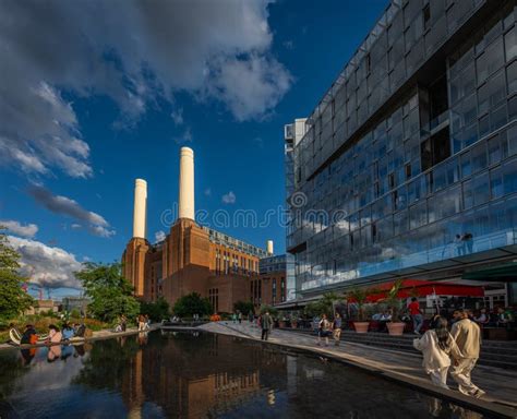 Battersea London Uk Battersea Power Station With Flowers Editorial