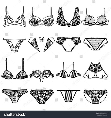 Collection Lingerie Panty Bra Set Vector Stock Vektorgrafik