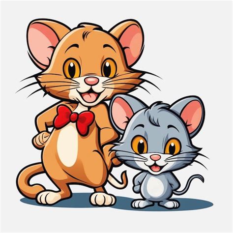 Lindo Tom y Jerry ilustración vectorial de dibujos animados Foto Premium