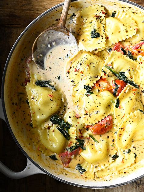 Creamy Tuscan Ravioli Serving Dumplings