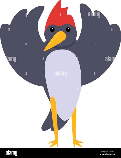 Funny woodpecker icon. Cartoon of funny woodpecker vector icon for web design isolated on white ...