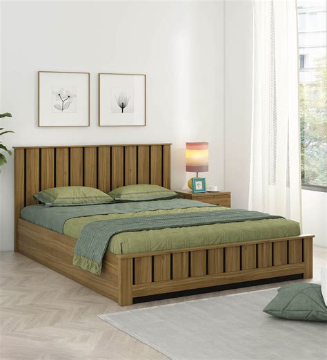 Buy Alistair Queen Size Bed In Natural Teak Wenge Melamine Finish At