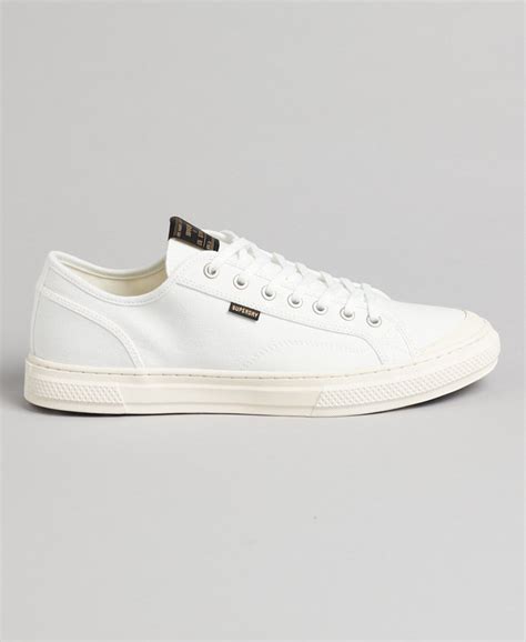 Mens Vegan Canvas Low Top Trainers In Ecru Superdry Uk