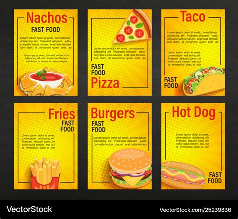 Set fast food shop menu pages Royalty Free Vector Image