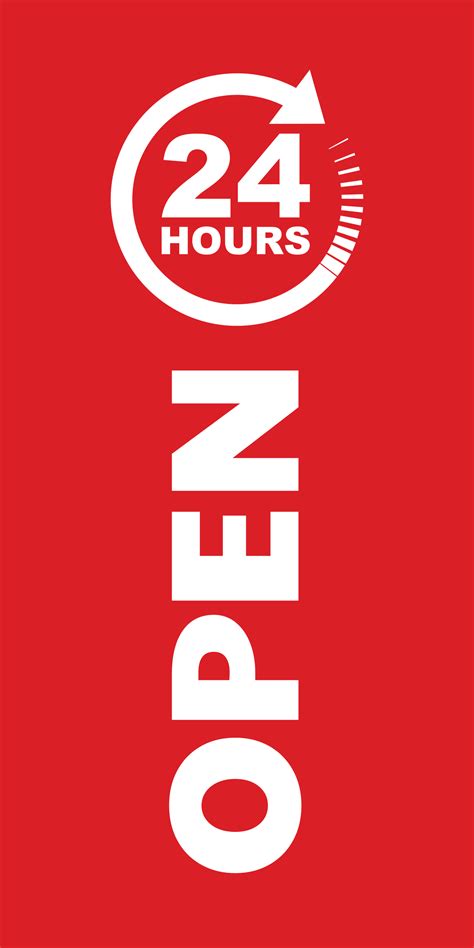 Vibrant Red Open 24 Hours Business Sign Template | Square Signs