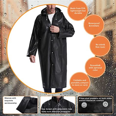 Energeticsky Rain Ponchos For Adults Eva Reusable Raincoat With Hoods