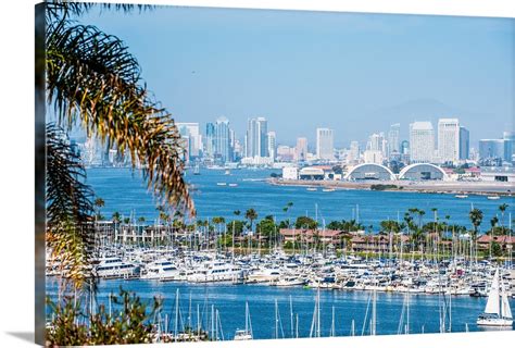 San Diego Skyline And Marina California Panoramic Wall Art Canvas